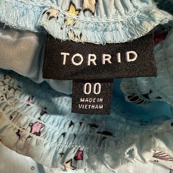 Torrid Blue Stars Mini Blouson Sleeve Mock Neck Skater Dress Sz 00 (M/L 10) - Picture 6 of 11